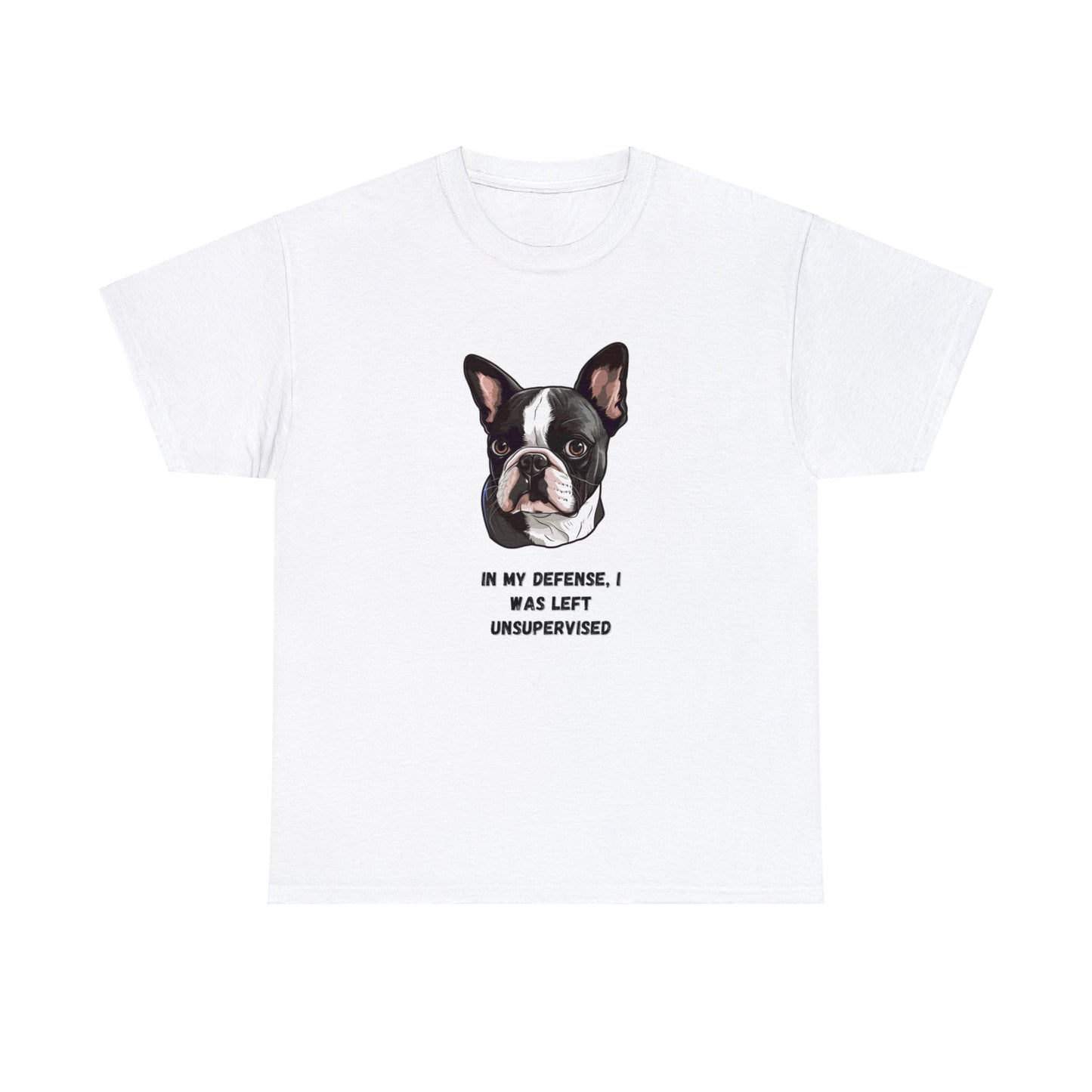 In My Defense Cute Frenchie Unisex Heavy Cotton Tee