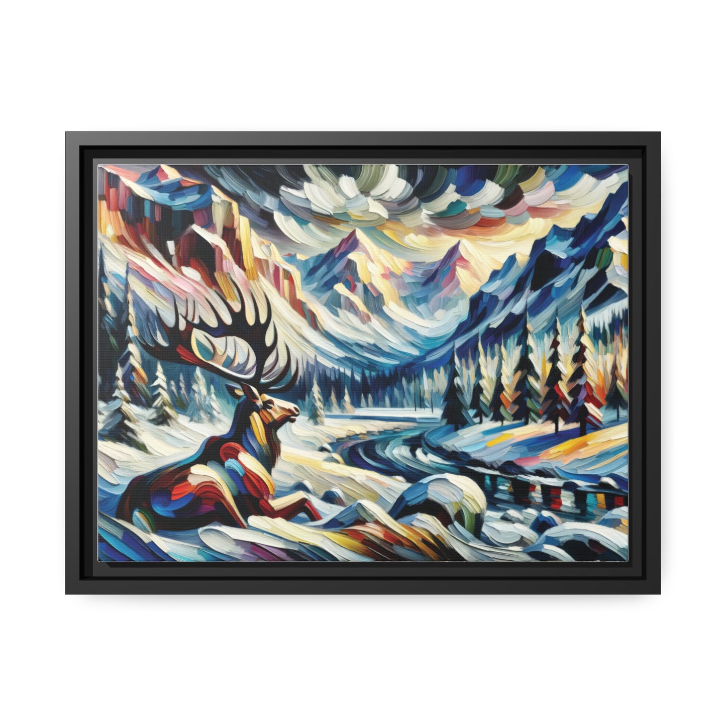 Majestic Elk Matte Canvas, Black Frame