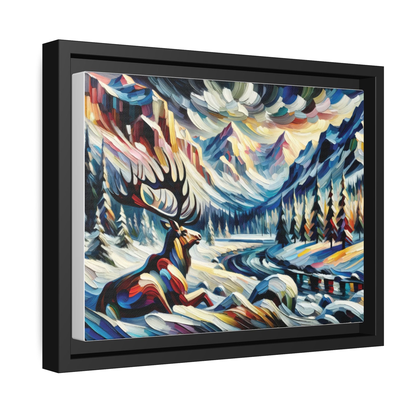 Majestic Elk Matte Canvas, Black Frame