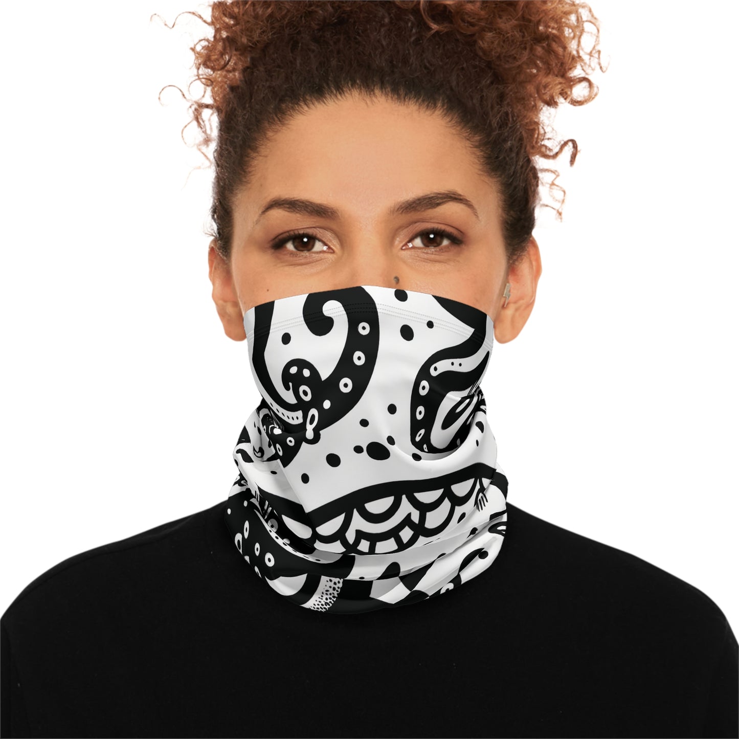 Stylish and Comfortable Winter Neck Gaiter With Drawstring, Happy Octopus Neck Gaiter, Winter Neck Tube. Unisex Bandana