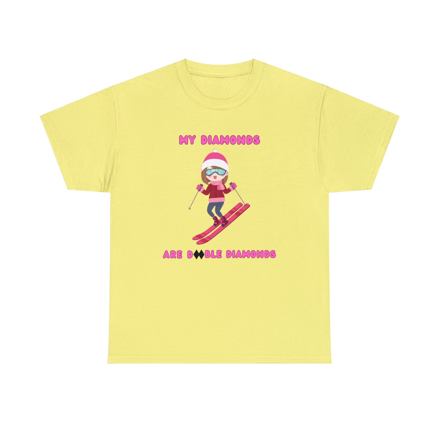 My Diamonds Are Double Diamonds Skier Girl Unisex Cotton Tee