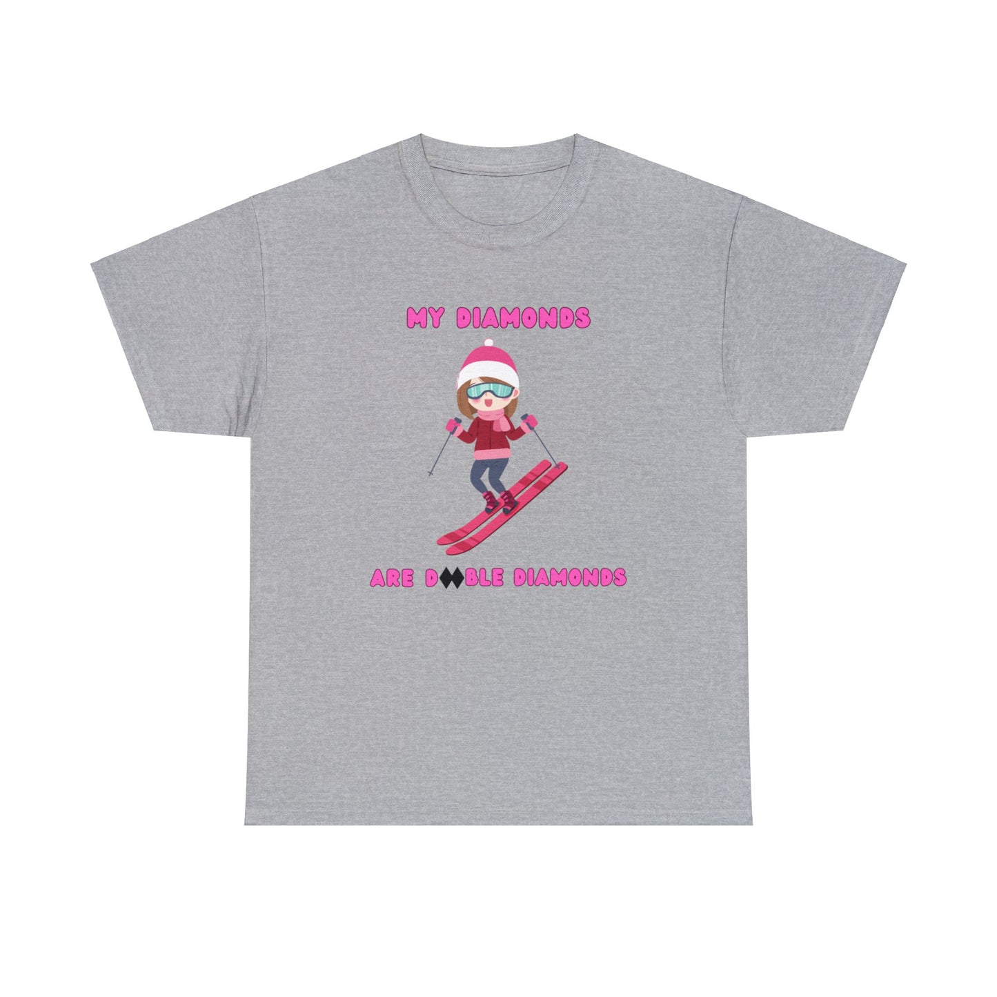 My Diamonds Are Double Diamonds Skier Girl Unisex Cotton Tee