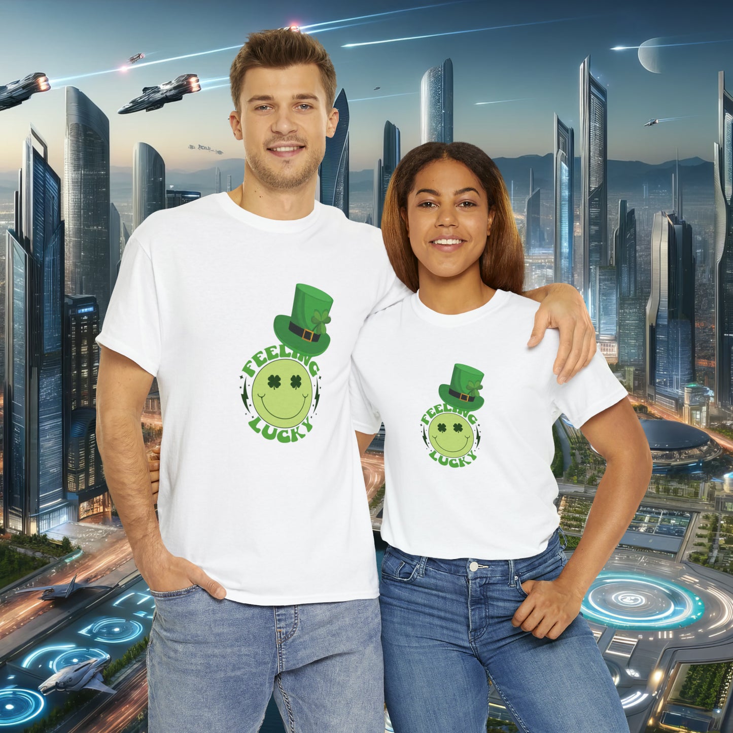 St Patrick's Day Happy Face Unisex Cotton Tee