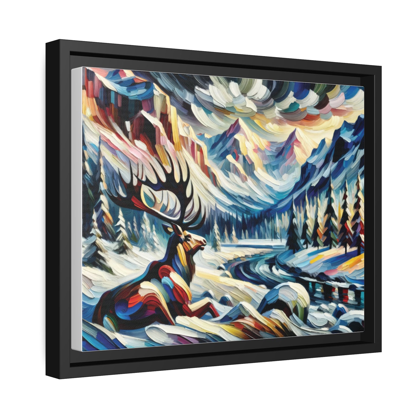 Majestic Elk Matte Canvas, Black Frame