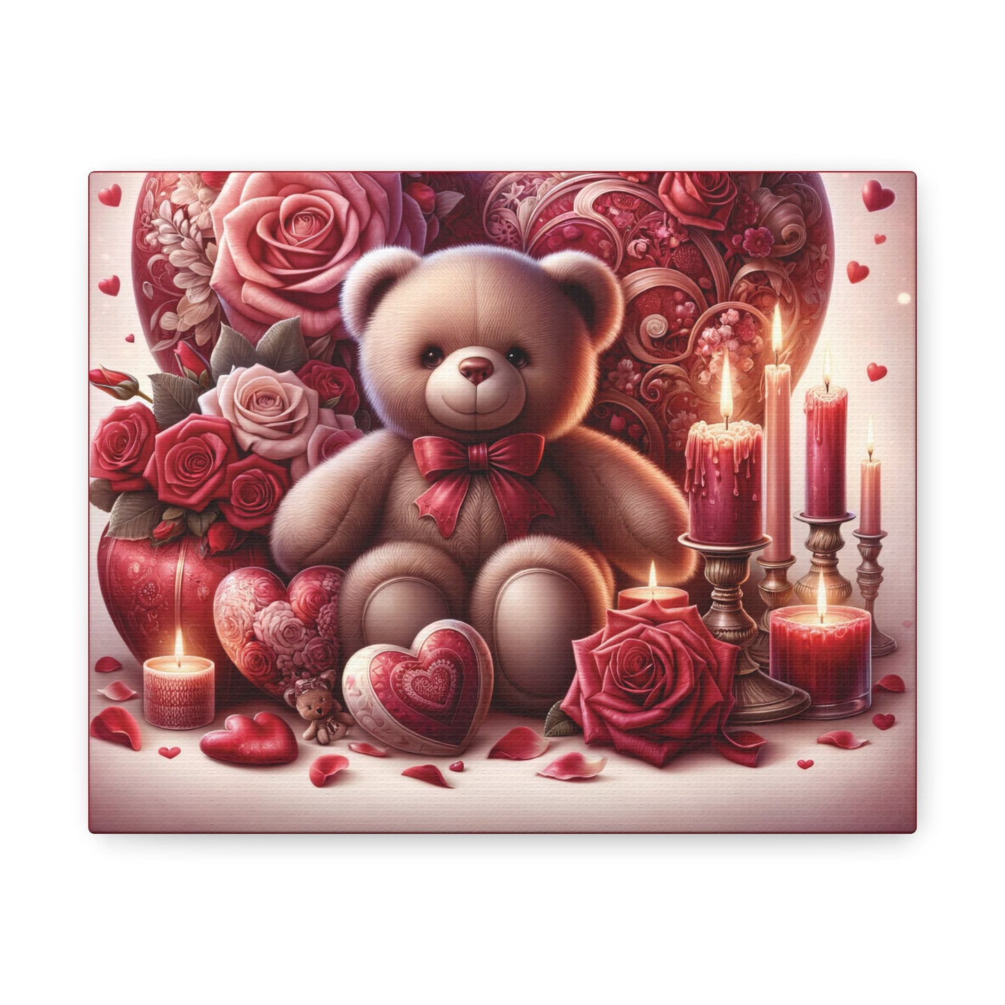 Valentines Canvas Gallery Wrap, Teddy Bear, Romance and Love