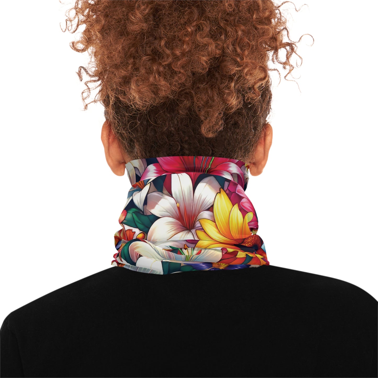 Stylish and Comfortable Floral Print Neck Gaiter for Outdoors, Unique Floral Custom Print Neck Gaiter, Midweight Neck Tube. Unisex.