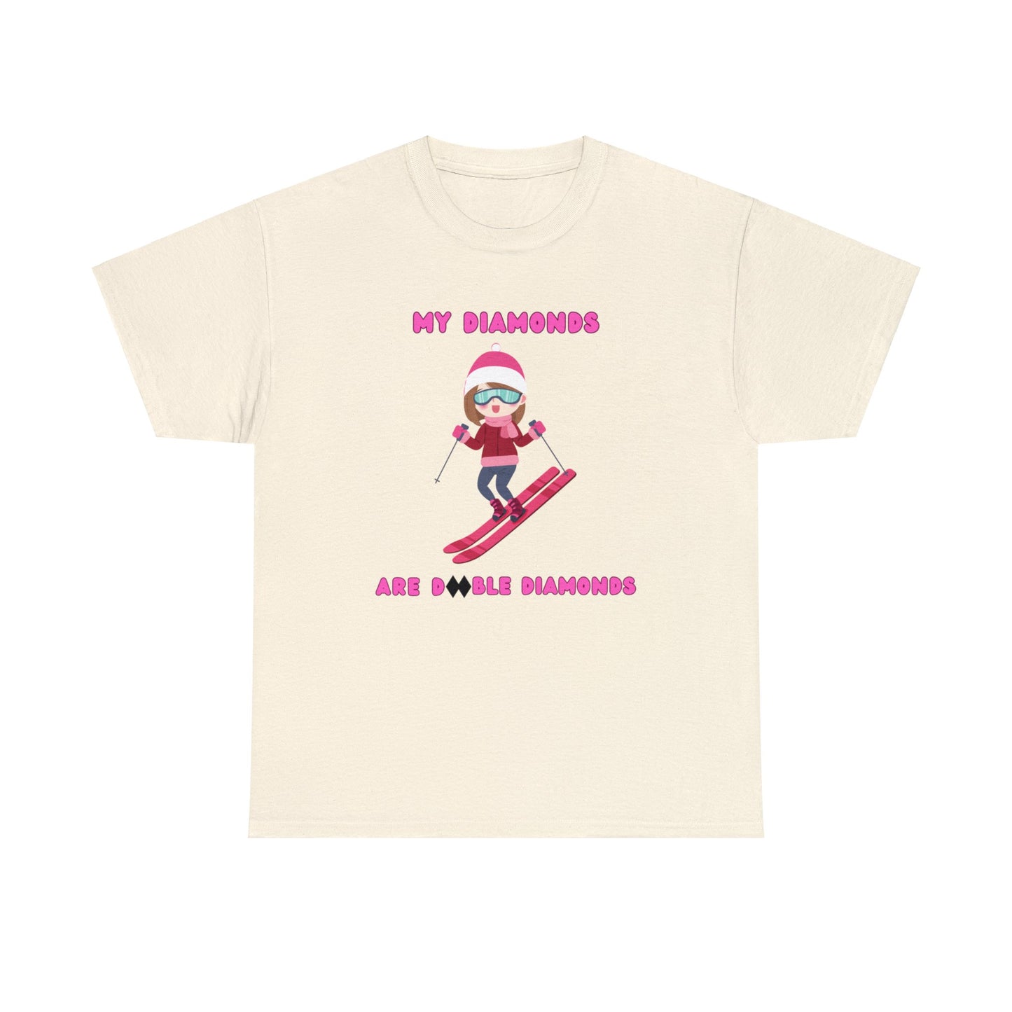 My Diamonds Are Double Diamonds Skier Girl Unisex Cotton Tee