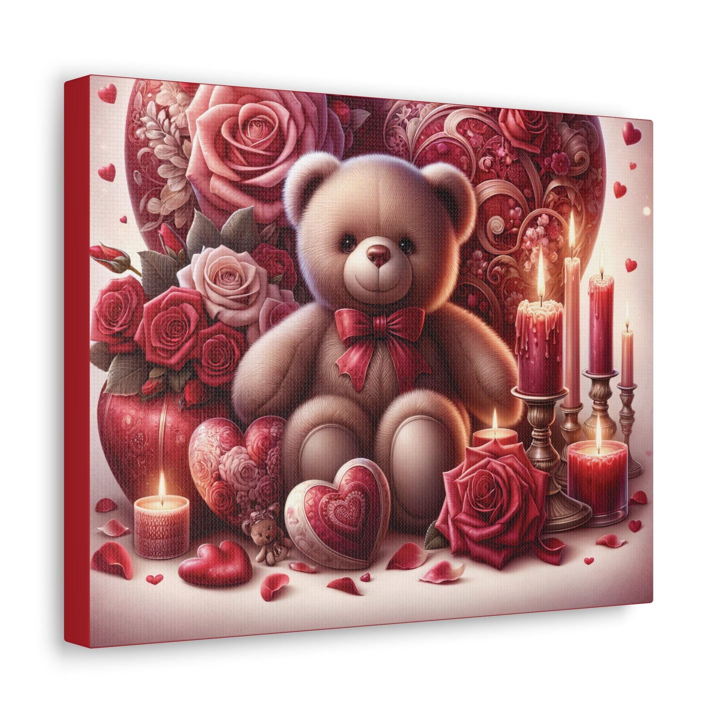 Valentines Canvas Gallery Wrap, Teddy Bear, Romance and Love