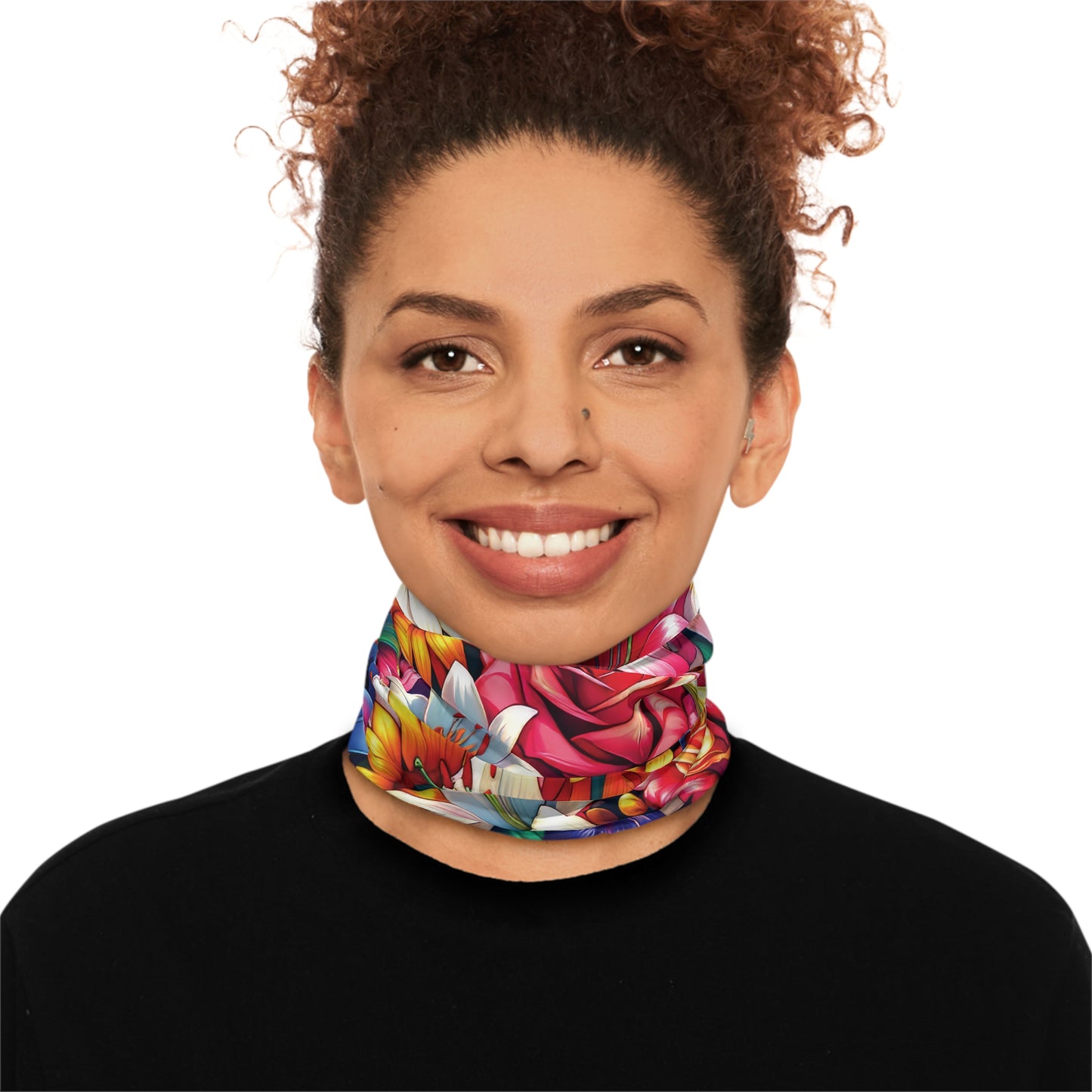 Stylish and Comfortable Floral Print Neck Gaiter for Outdoors, Unique Floral Custom Print Neck Gaiter, Midweight Neck Tube. Unisex.