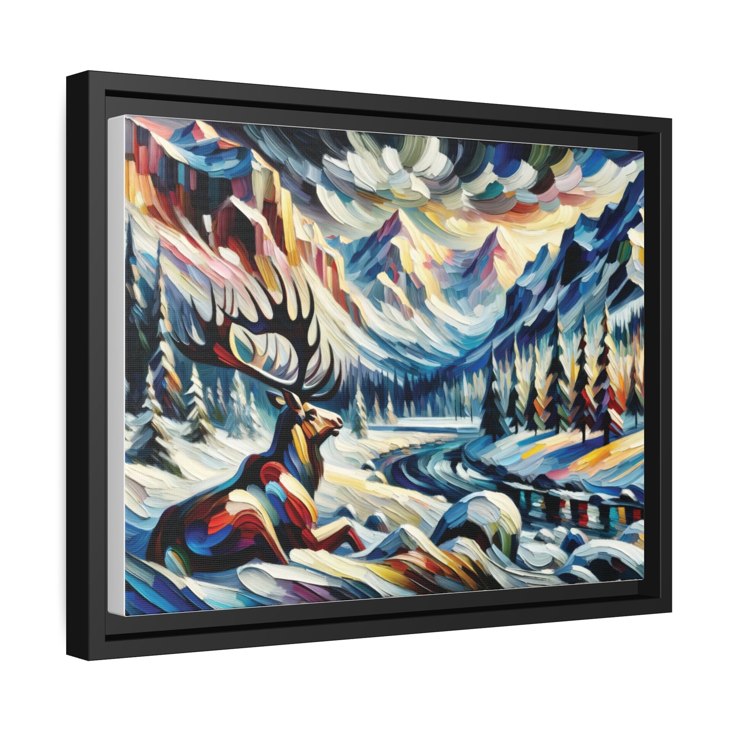 Majestic Elk Matte Canvas, Black Frame