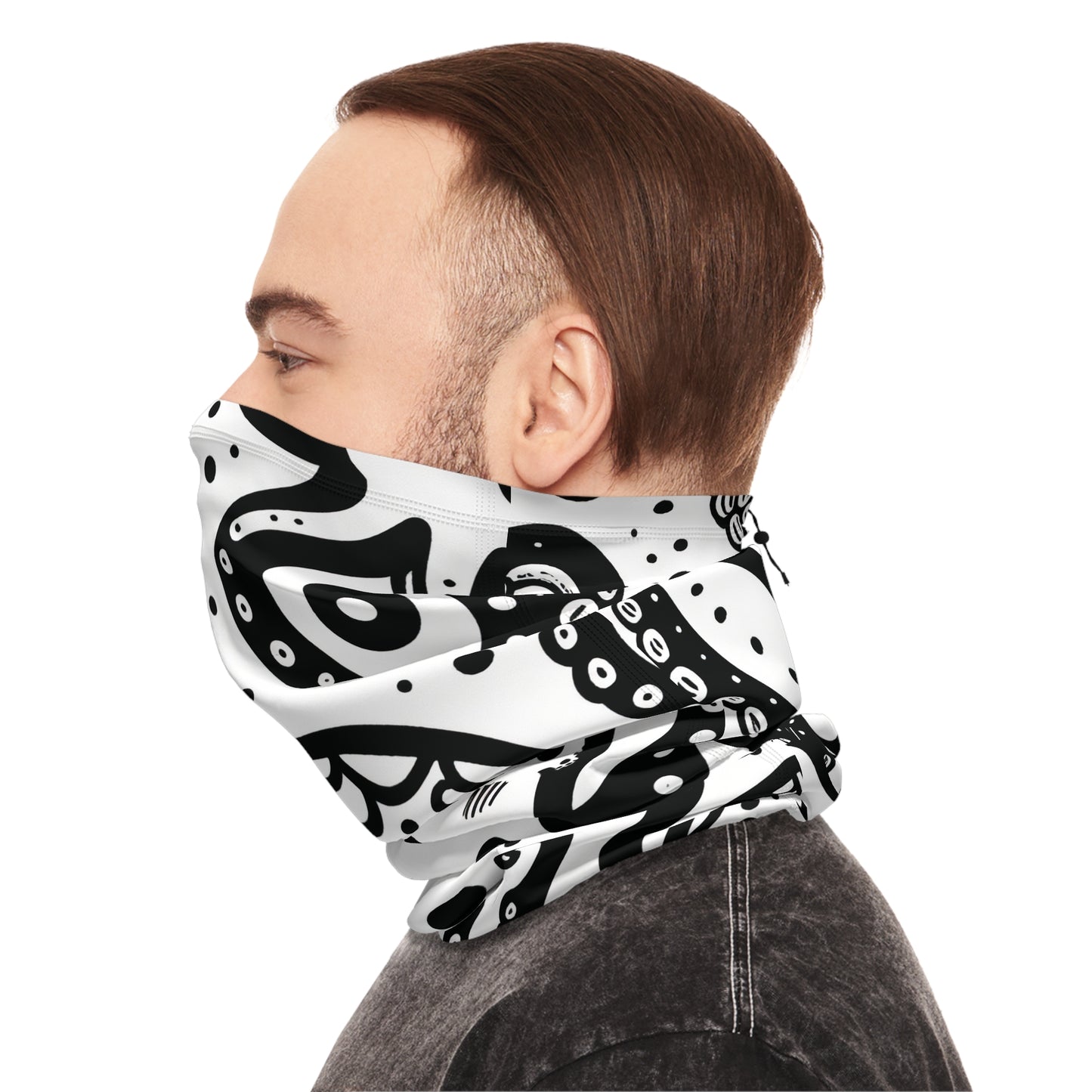 Stylish and Comfortable Winter Neck Gaiter With Drawstring, Happy Octopus Neck Gaiter, Winter Neck Tube. Unisex Bandana