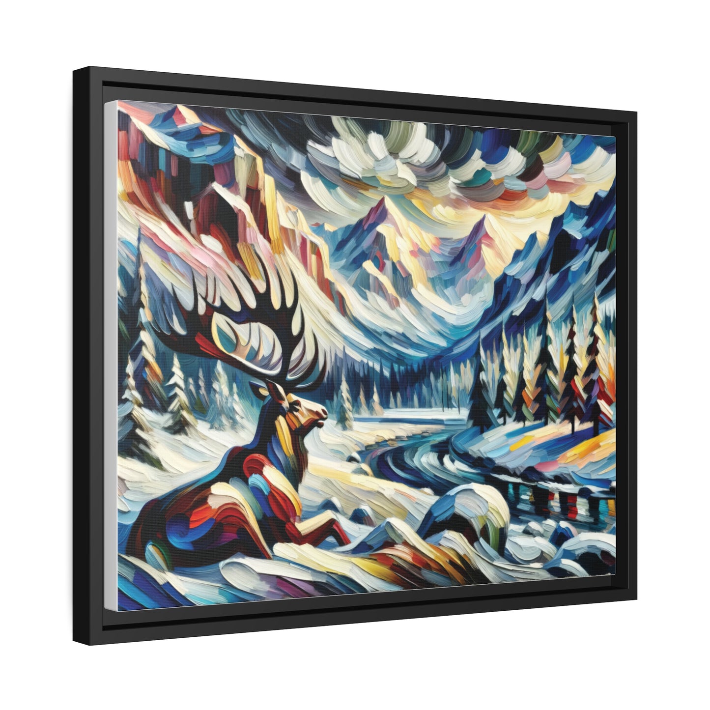 Majestic Elk Matte Canvas, Black Frame