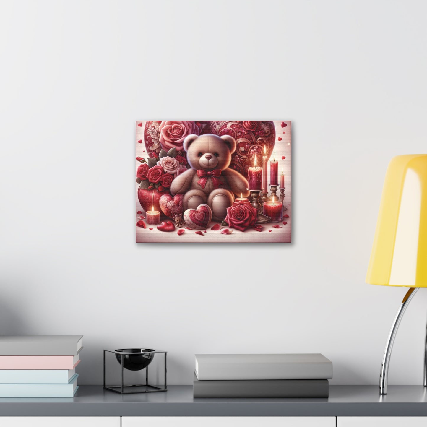 Valentines Canvas Gallery Wrap, Teddy Bear, Romance and Love