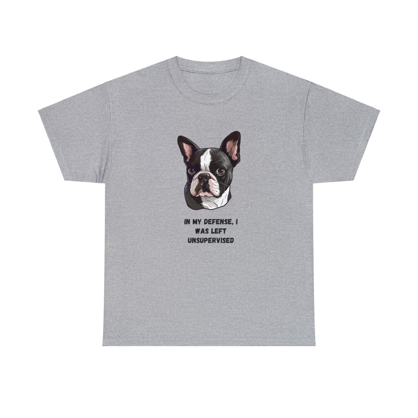 In My Defense Cute Frenchie Unisex Heavy Cotton Tee