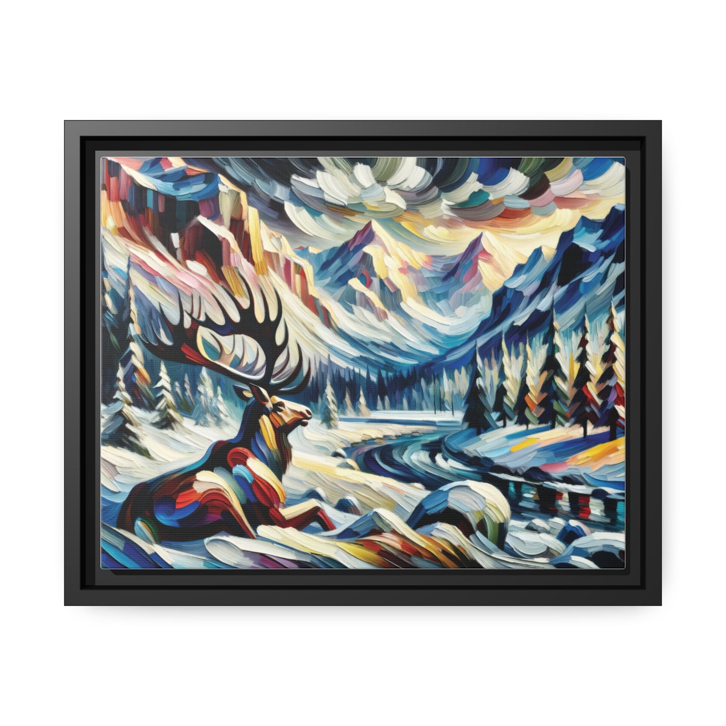 Majestic Elk Matte Canvas, Black Frame