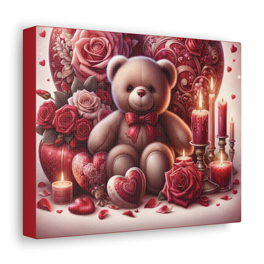 Valentines Canvas Gallery Wrap, Teddy Bear, Romance and Love