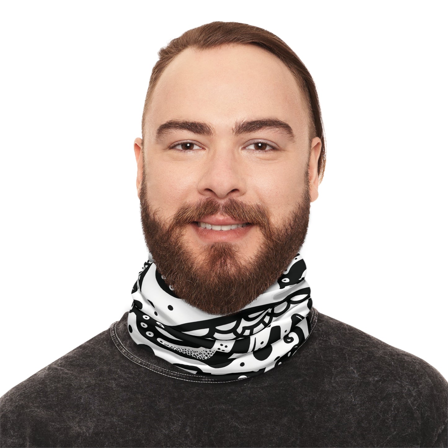 Stylish and Comfortable Winter Neck Gaiter With Drawstring, Happy Octopus Neck Gaiter, Winter Neck Tube. Unisex Bandana