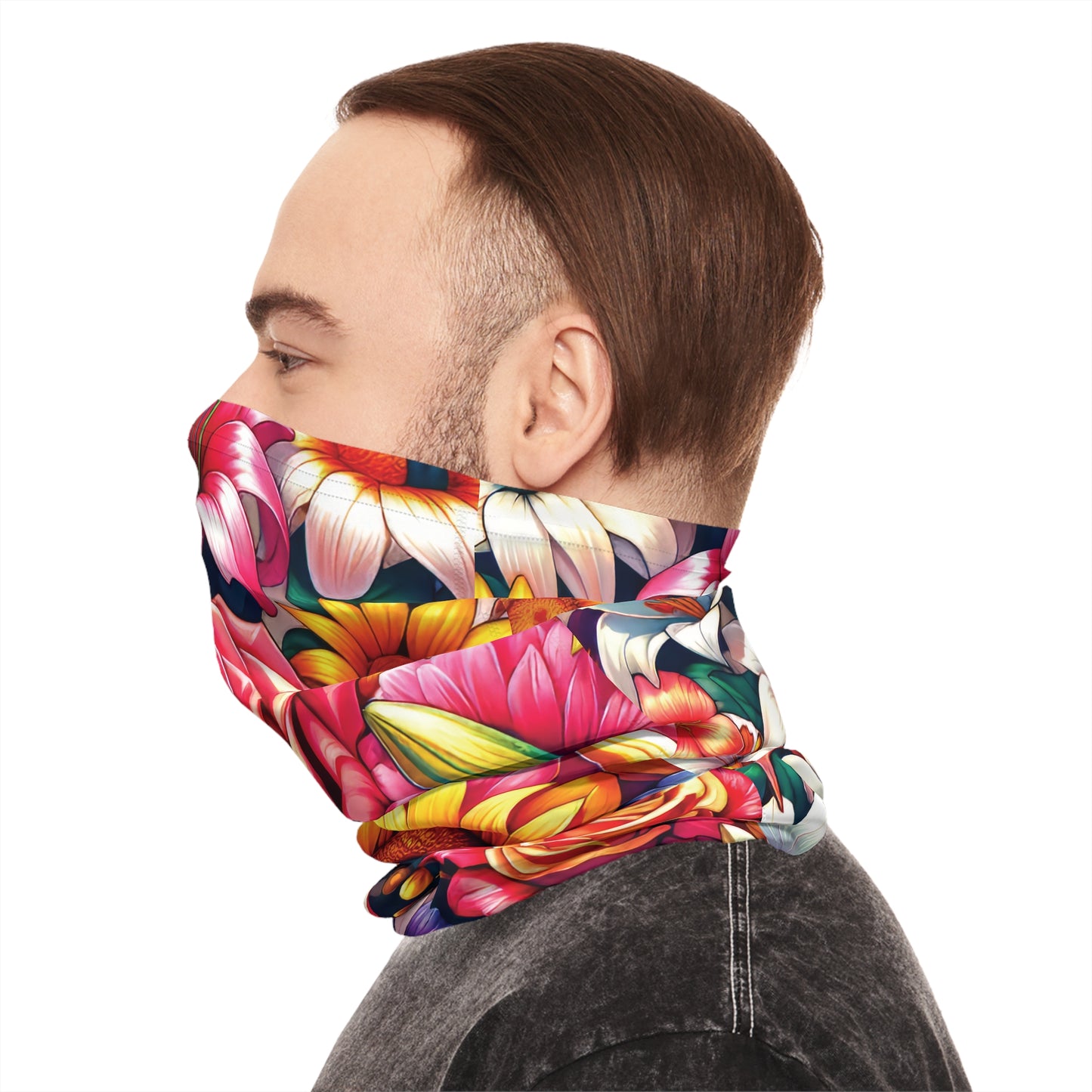 Stylish and Comfortable Floral Print Neck Gaiter for Outdoors, Unique Floral Custom Print Neck Gaiter, Midweight Neck Tube. Unisex.