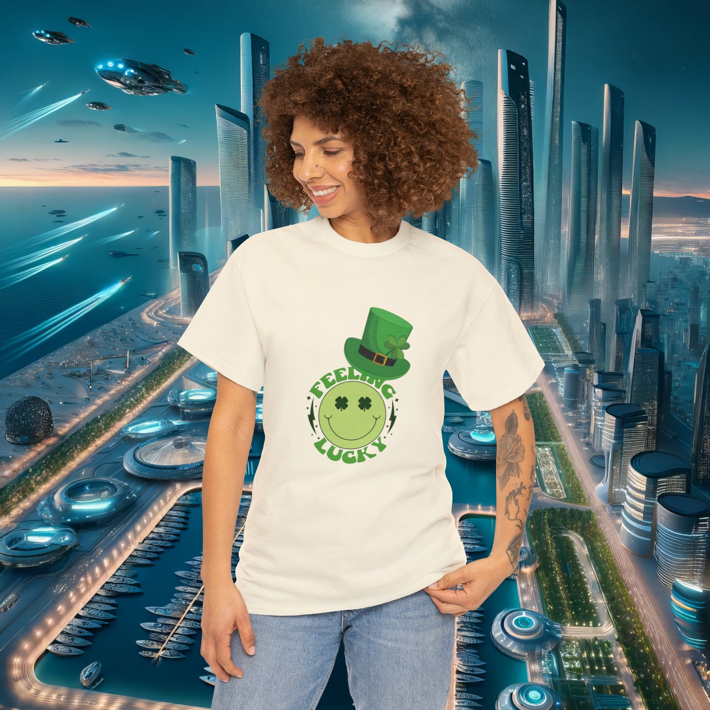 St Patrick's Day Happy Face Unisex Cotton Tee