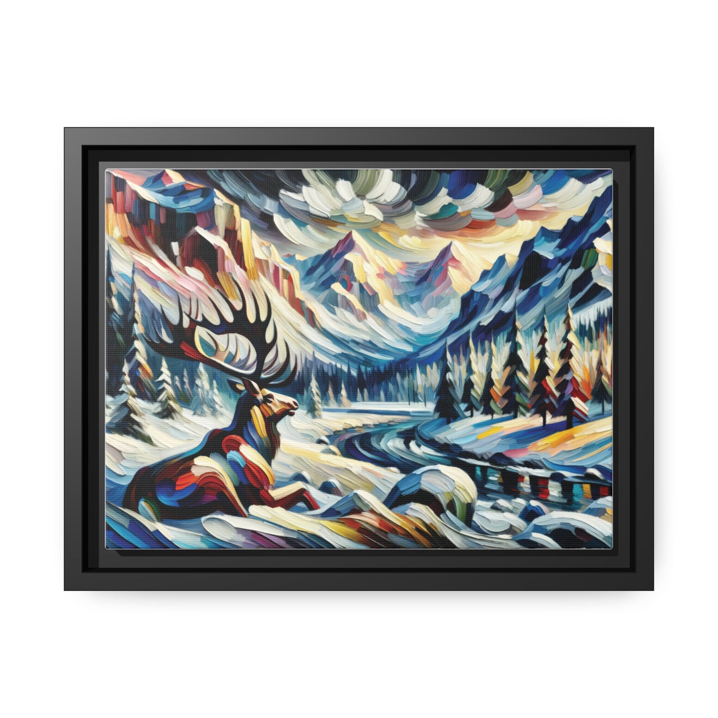 Majestic Elk Matte Canvas, Black Frame