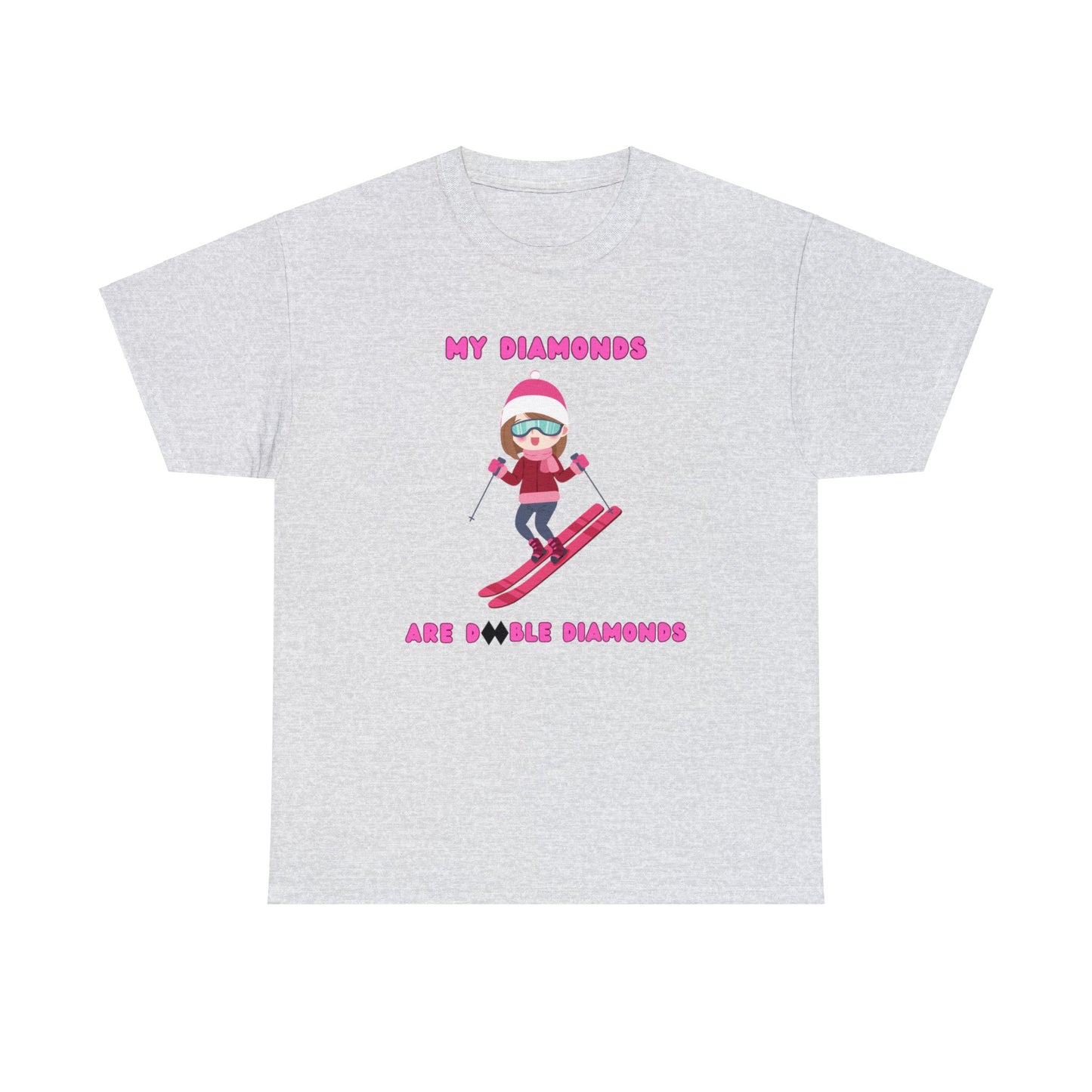 My Diamonds Are Double Diamonds Skier Girl Unisex Cotton Tee