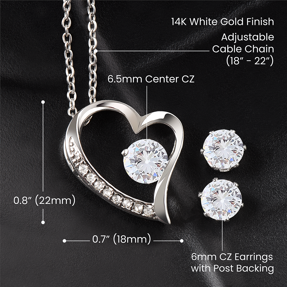 Forever Love Necklace and Clear CZ Earrings Set